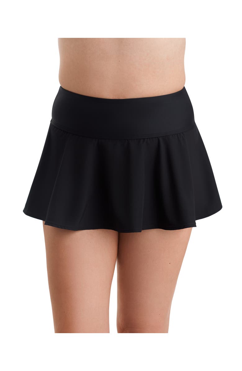 ShapeSolver Sport High Waist Chlorine Resistant Flirt Swim Skirt, Main, color, Black