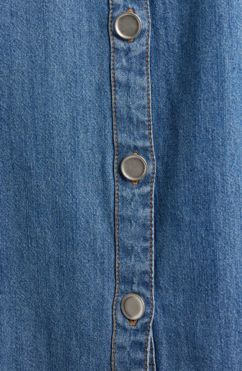 beachlunchlounge Kindell Cotton Denim Button-Up Shirt, Alternate, color, Medium Wash