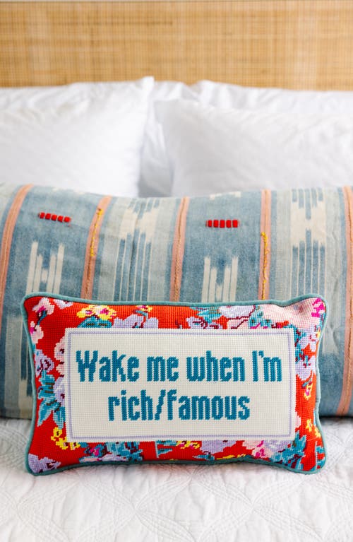 Furbish Rich And Famous Needlepoint Pillow In Multi