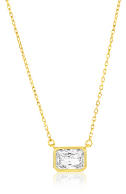 Rectangle Cubic Zirconia Pendant Necklace