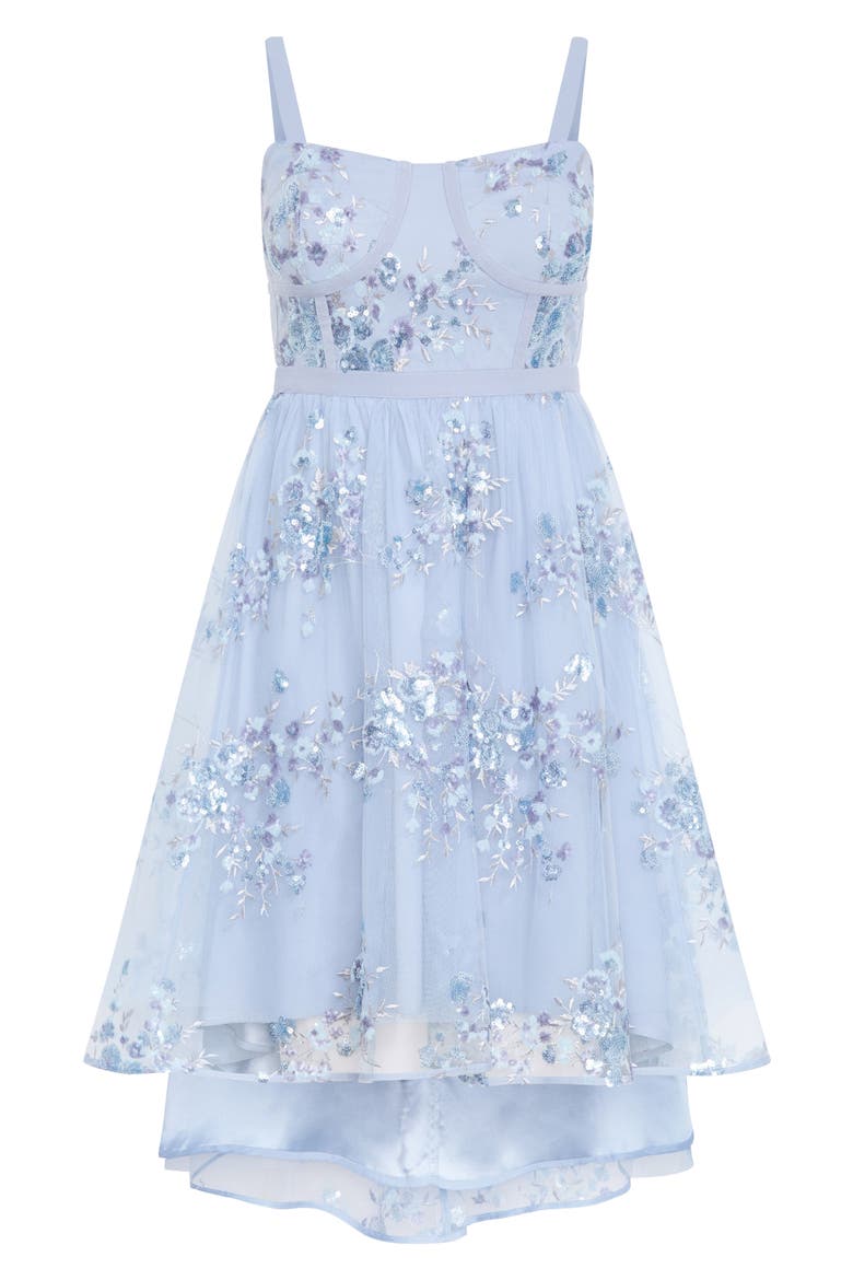 Ambrosia Sequin Floral Print High-Low Dress, Alternate, color, SOFT BLUE