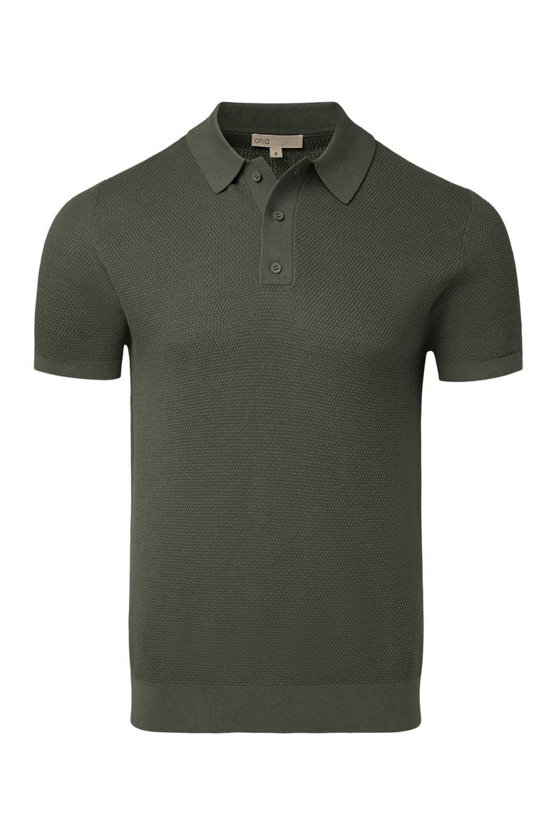 Cotton Textured Knit Polo, Alternate, color, AGAVE