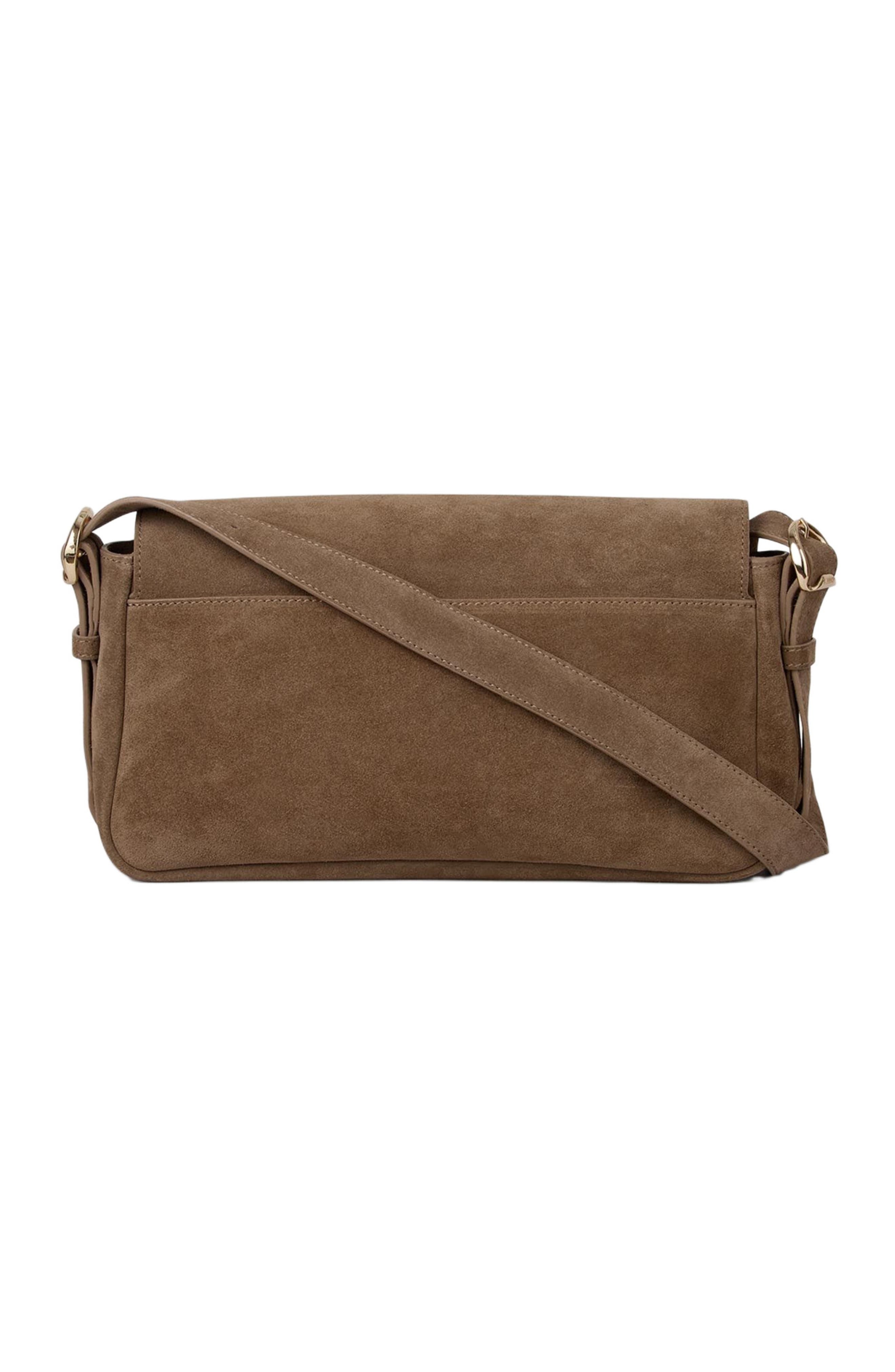SANDRO Le Mambo suede leather bag, Alternate, color, Beige