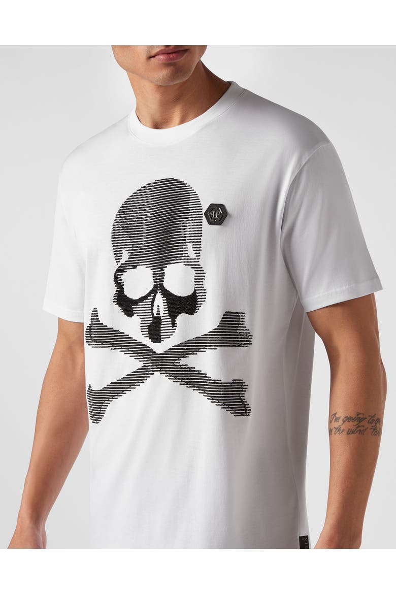 T-Shirt Round Neck Skull&Bones Men, Alternate, color, white