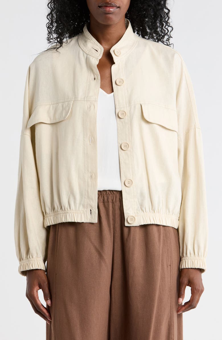 MAX STUDIO Linen Blend Jacket, Main, color, Natural