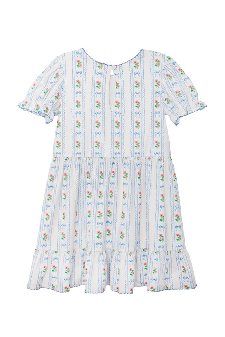 Blooms and Bows Short Gathered Ruffle Sleeve Dress, Alternate, color, Blue