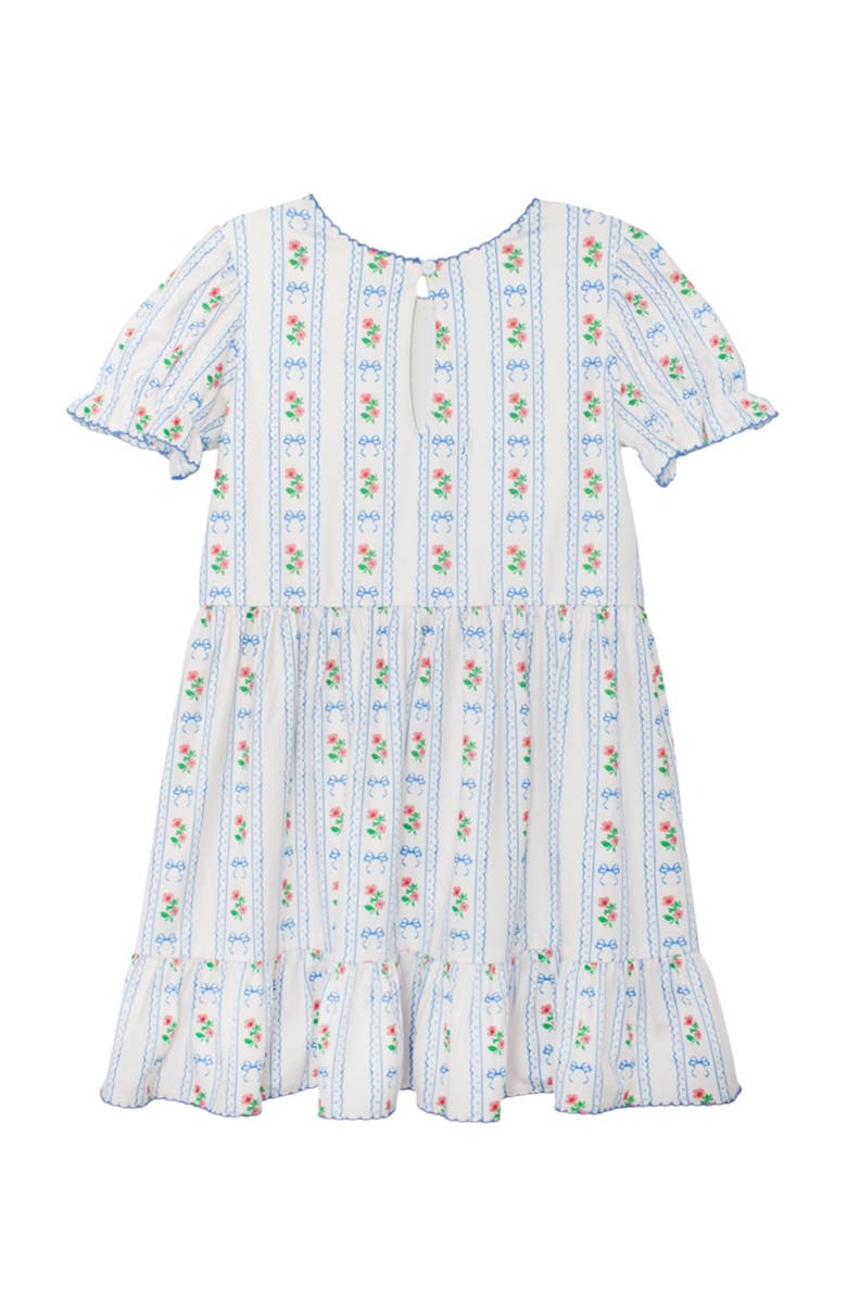 Mabel + Honey Blooms and Bows Short Gathered Ruffle Sleeve Dress, Alternate, color, Blue