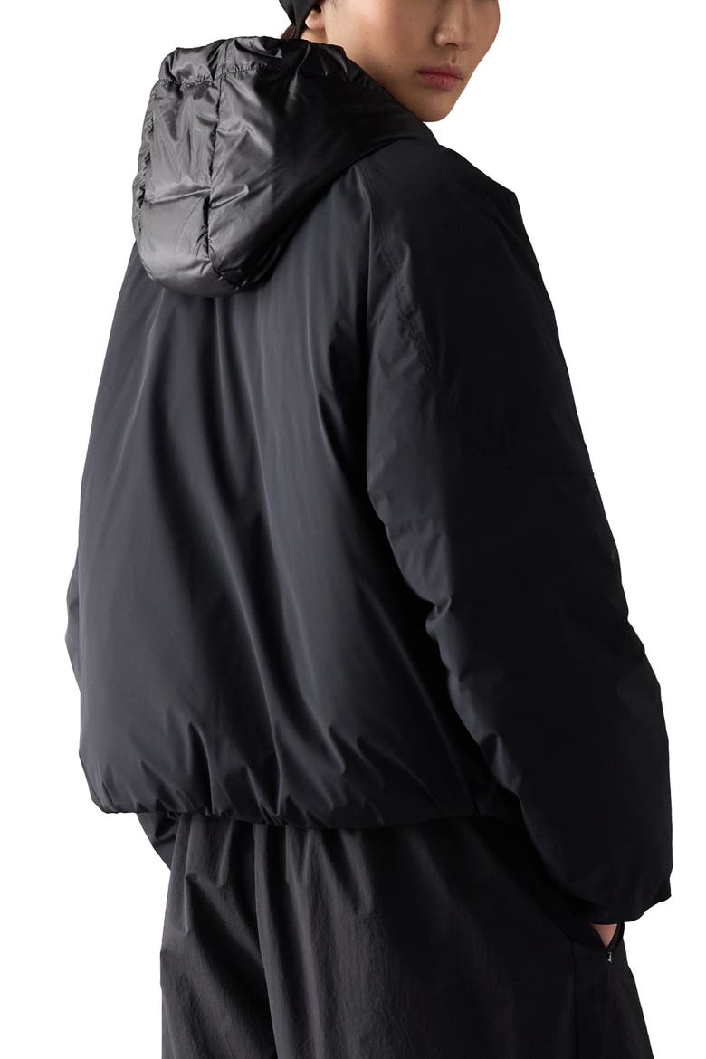 Tegan Water Repellent Layered Down Bomber Jacket, Alternate, color, BLACK