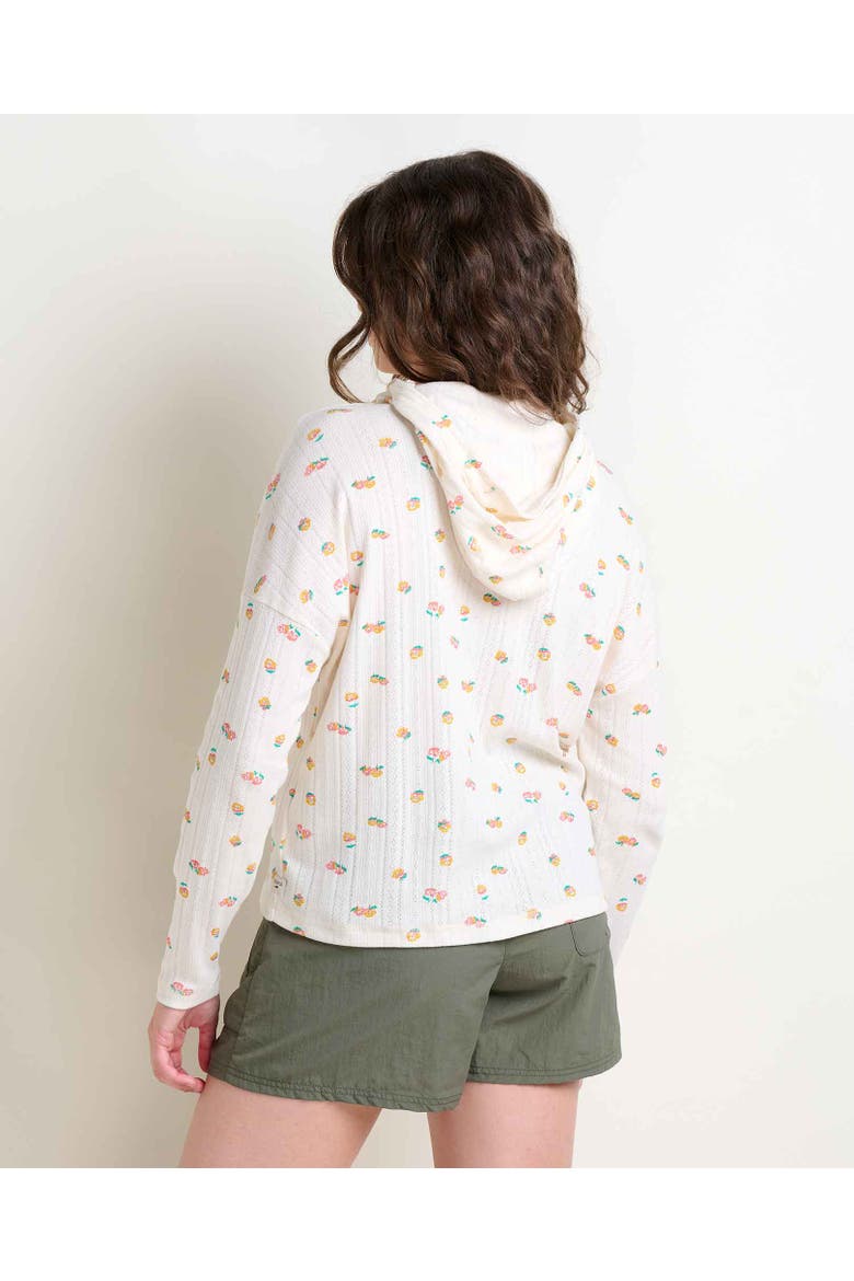 Foothill Pointelle Long Sleeve Hoodie, Alternate, color, Salt Nasturtium Print