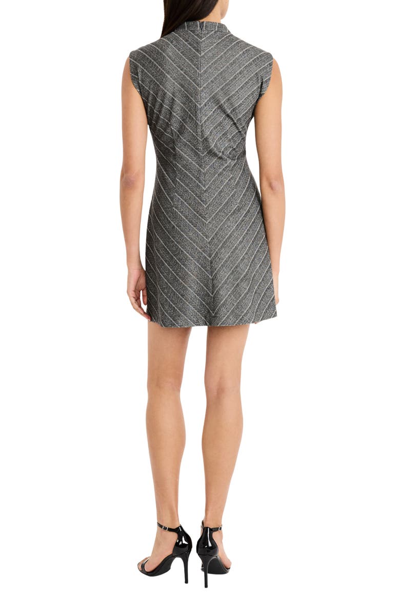 Herringbone Sleeveless Minidress, Alternate, color, BLACK/ CREAM
