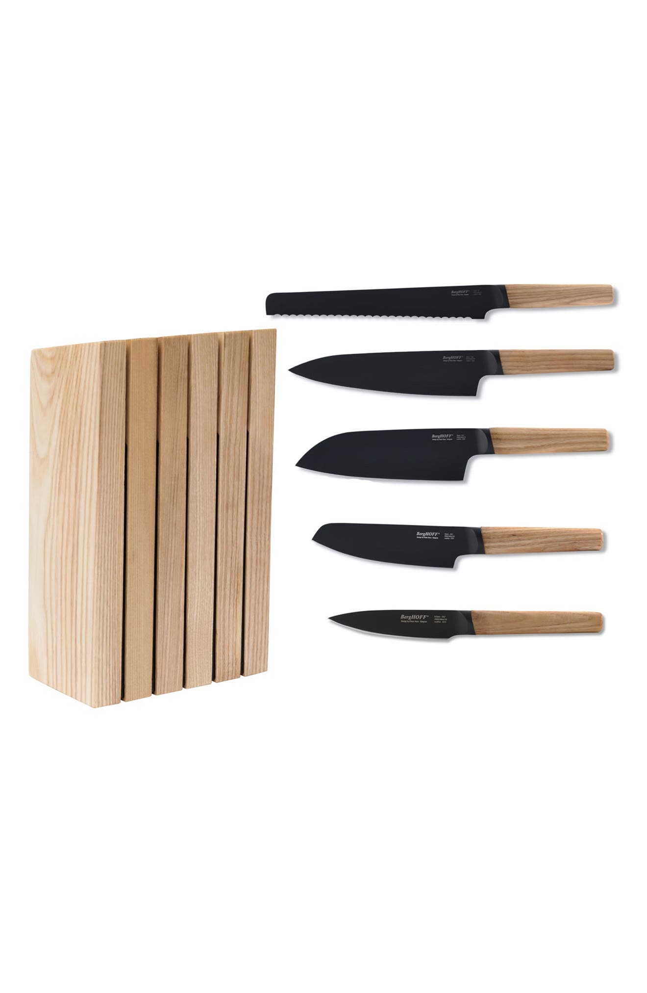 BergHOFF INTERNATIONAL Ron Knife Block 6-Piece Set - Natural Wood