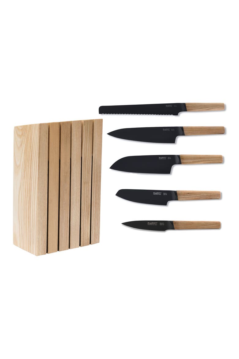 INTERNATIONAL Ron Knife Block 6-Piece Set - Natural Wood, Main, color, NATURAL WOOD
