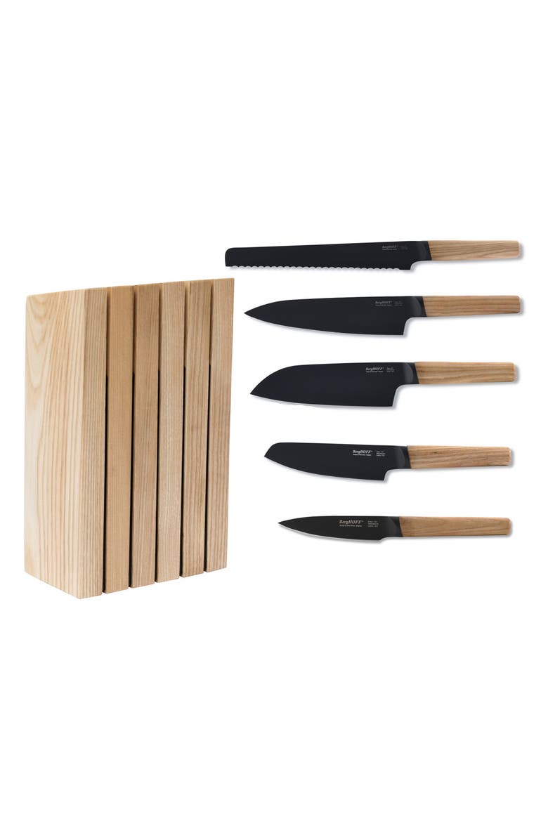 BergHOFF INTERNATIONAL Ron Knife Block 6-Piece Set - Natural Wood, Main, color, Natural Wood