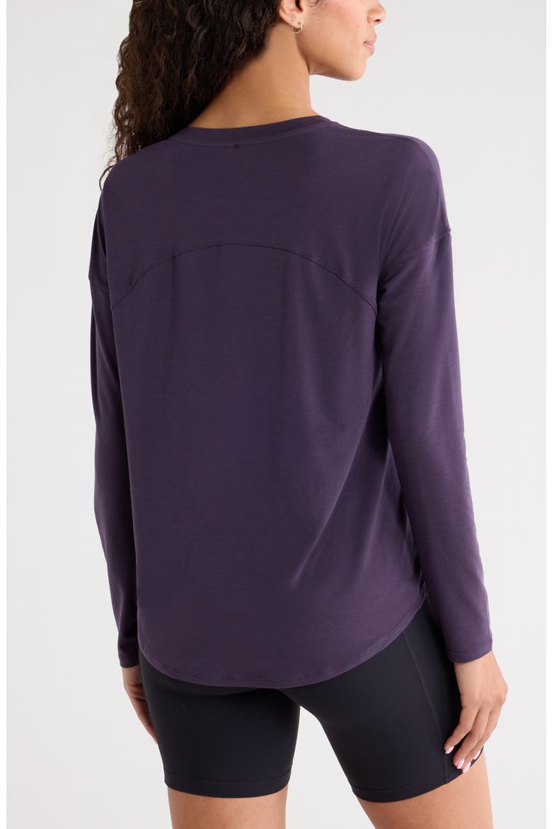 Breathe Long Sleeve Performance T-Shirt, Alternate, color, PURPLE NIGHT