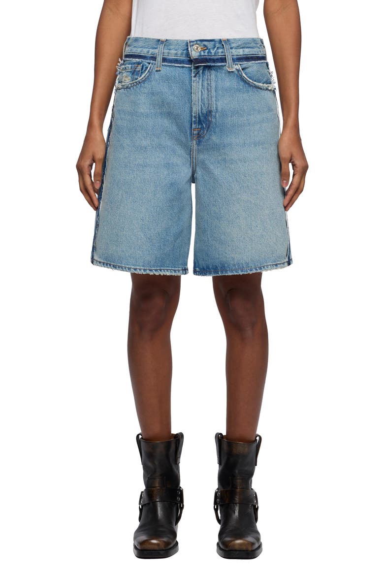 Lola Long Denim Shorts, Main, color, SAPPHIRE DUST