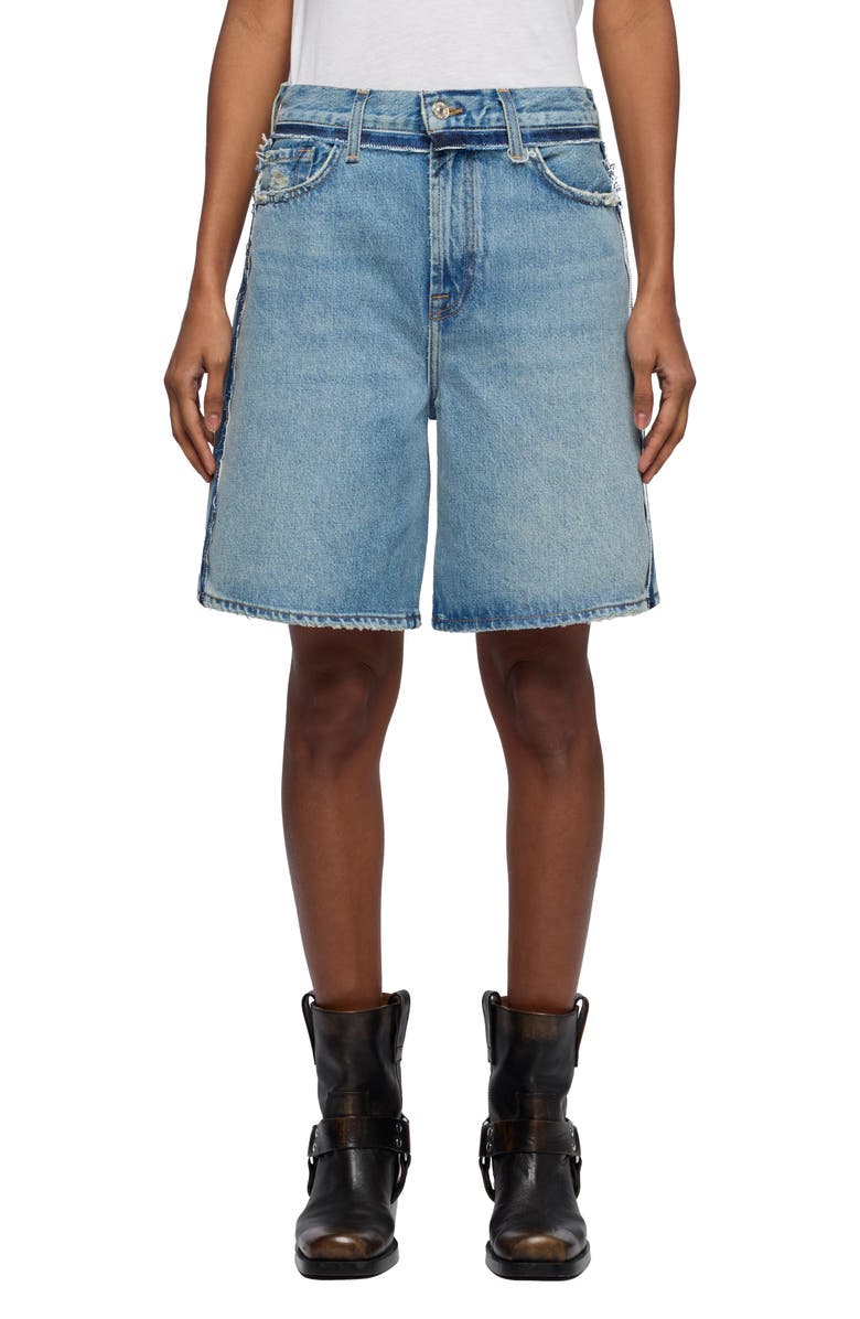 7 For All Mankind Lola Long Denim Shorts, Main, color, Sapphire Dust