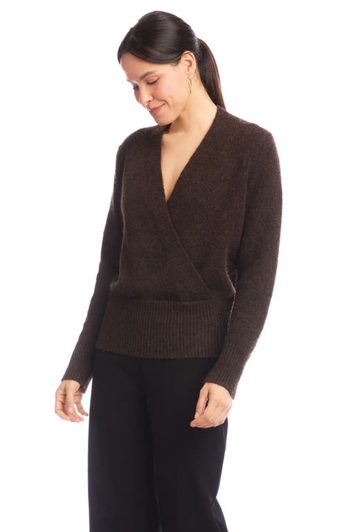 Karen Kane Surplice V-neck Sweater In Brown