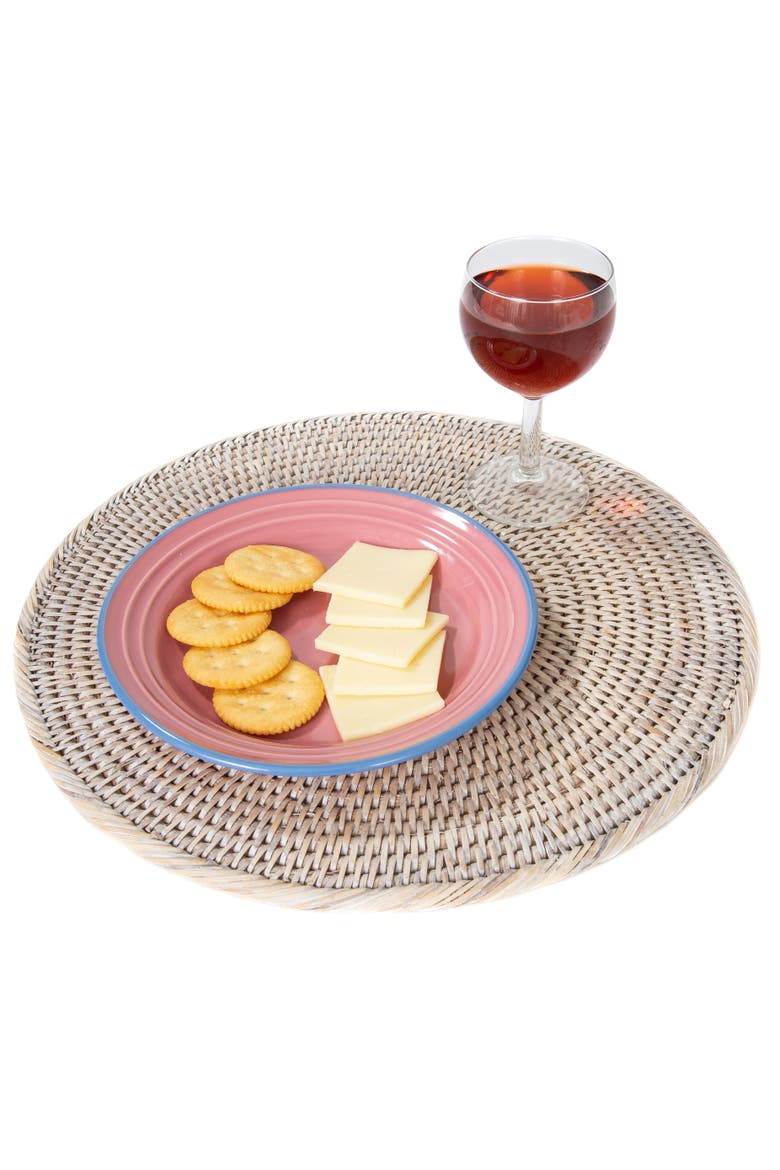 Artifacts Rattan Round Placemat, Alternate, color, White Wash