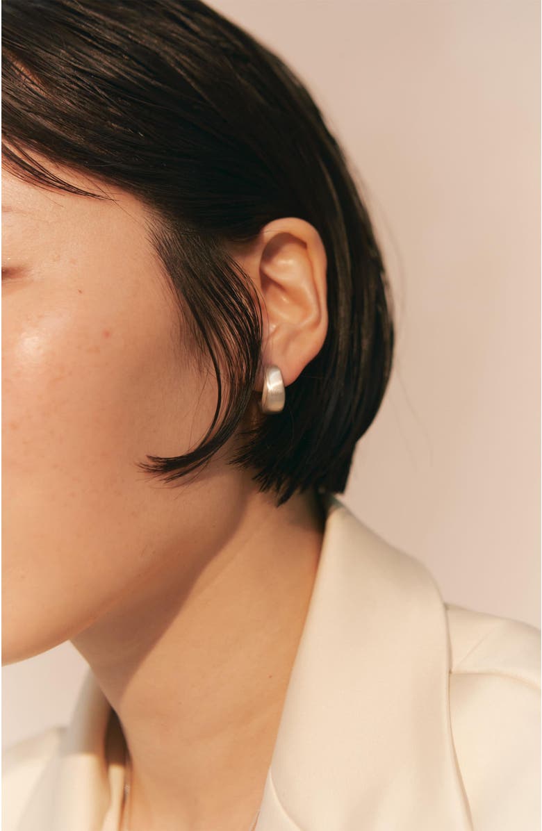 LOUPN Curved Earrings, Alternate, color, Silver