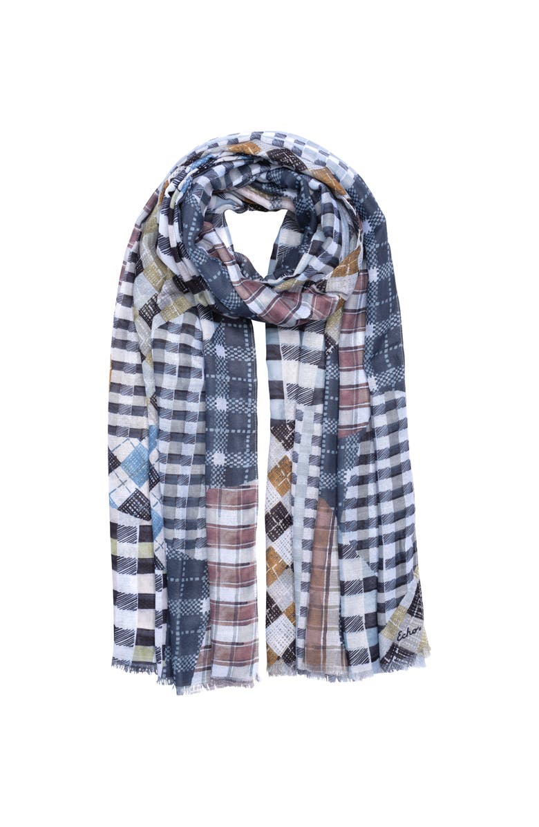 Echo Patch Plaid Wrap, Main, color, Black
