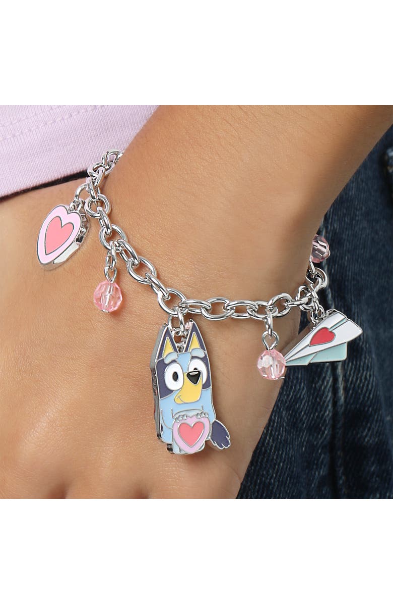 BLUEY Charm Bracelet, Silver-Tone, Heart & Love Letter Charms, Alternate, color, Silver