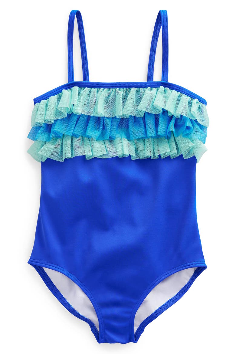 Kids' Tulle Ruffle One-Piece Swimsuit, Main, color, COBALT