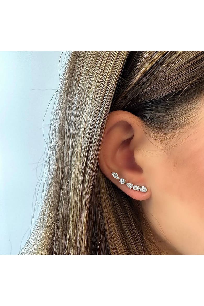 Multi-Shape Lab Diamond Ear Climbers in 14K Gold, Alternate, color, White Gold