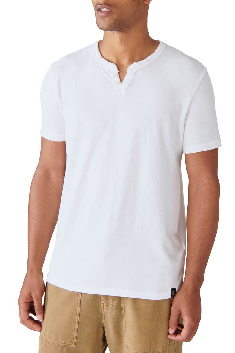 Venice Button Neck Cotton Blend T-Shirt, Main, color, BRIGHT WHITE
