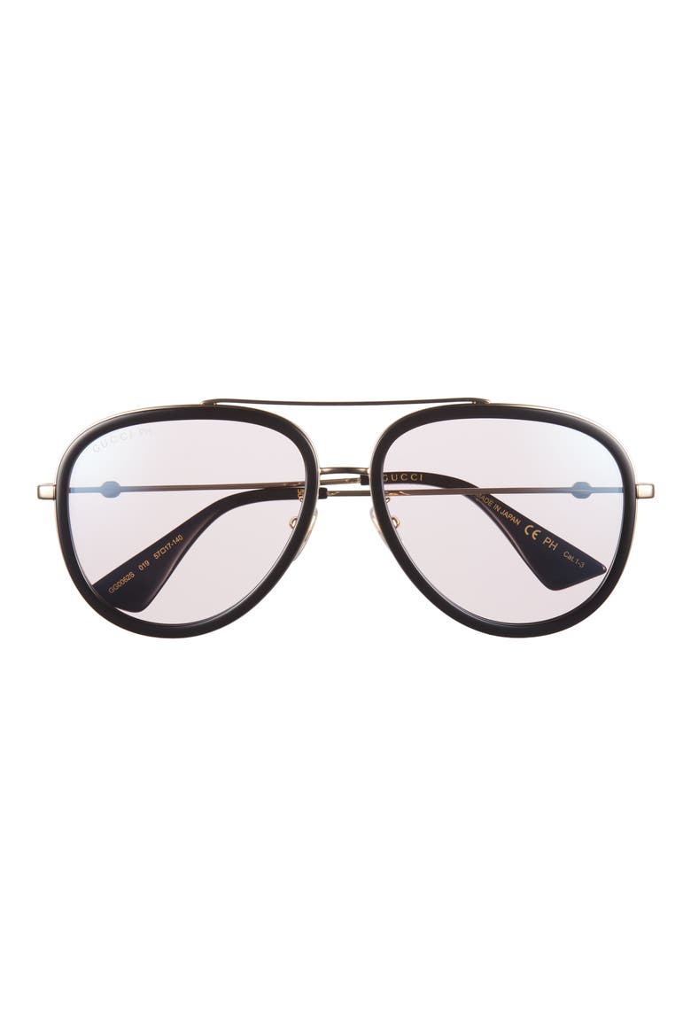 57mm Aviator Sunglasses, Main, color, GOLD GOLD PINK