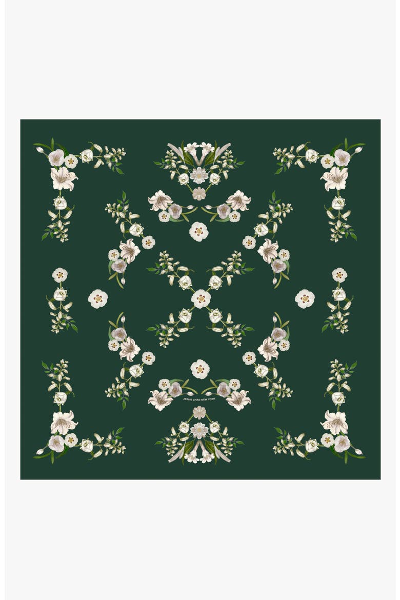 Lily Garden Double Sided Silk Scarf, Main, color, Green