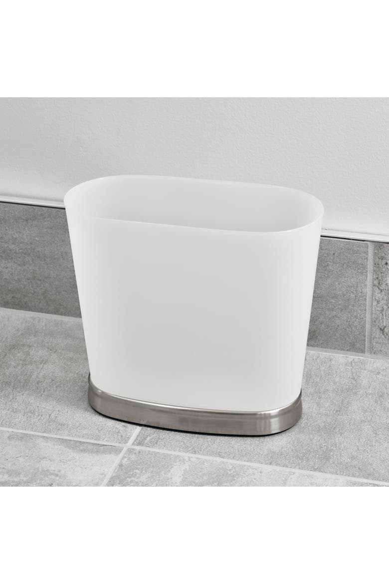 Small Oval Bathroom Trash Can - Set of 2 - Frost/Brushed Nickel, Alternate, color, Frost/Brushed Nickel