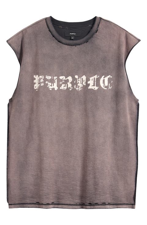 Sleeveless Cotton Graphic T-Shirt