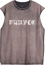 PURPLE BRAND Sleeveless Cotton Graphic T-Shirt