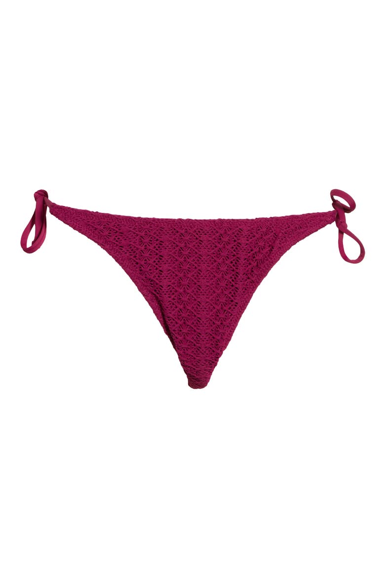 Open Stitch Side Tie Bikini Bottoms, Alternate, color, RASPBERRY