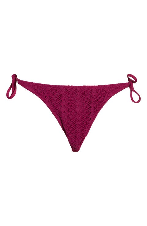 Open Stitch Side Tie Bikini Bottoms