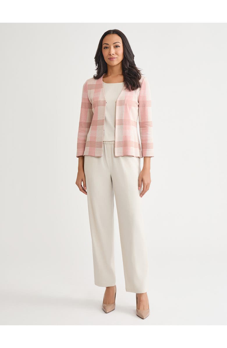 Misook Tailored Multi-Color Plaid Knit Jacket, Alternate, color, Honey Suckle/Biscotti