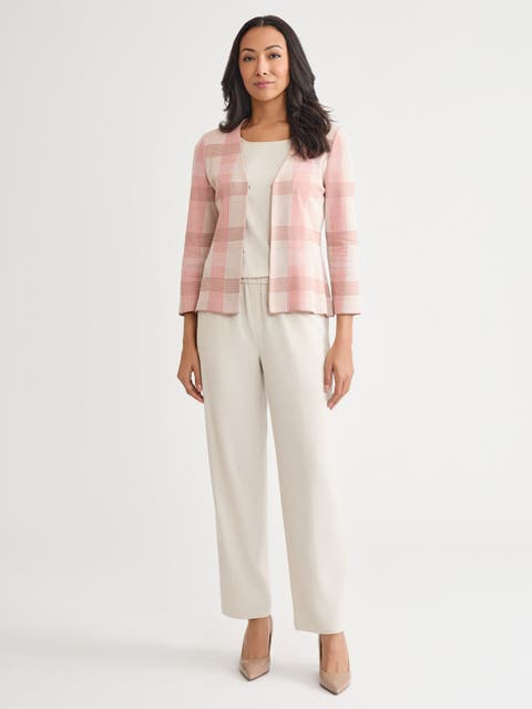 Tailored Multi Color Plaid Knit Jacket