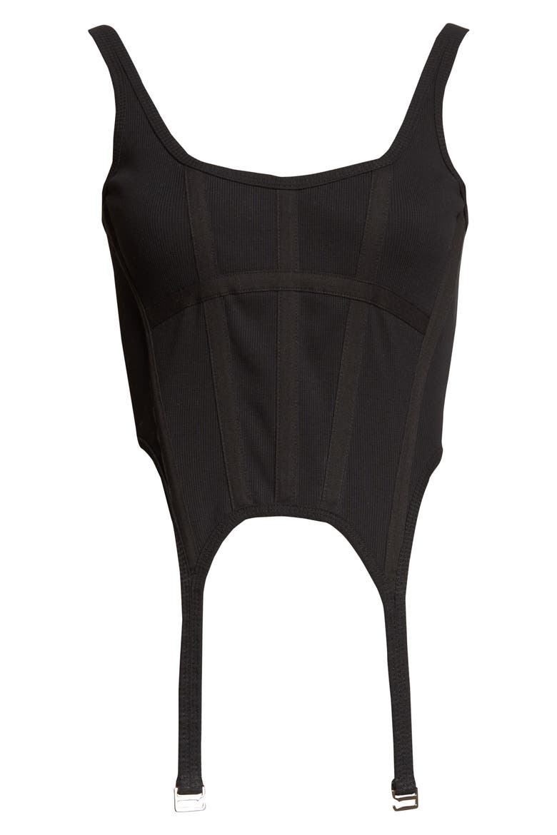 Ribbed Combat Corset Tank Top, Alternate, color, BLACK