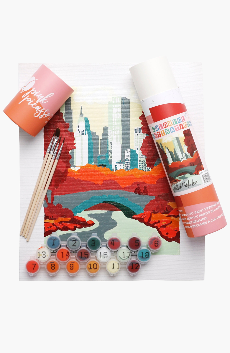 Pink Picasso Kits Central Park in Autumn Paint by Numbers Kit, Main, color, Multicolor
