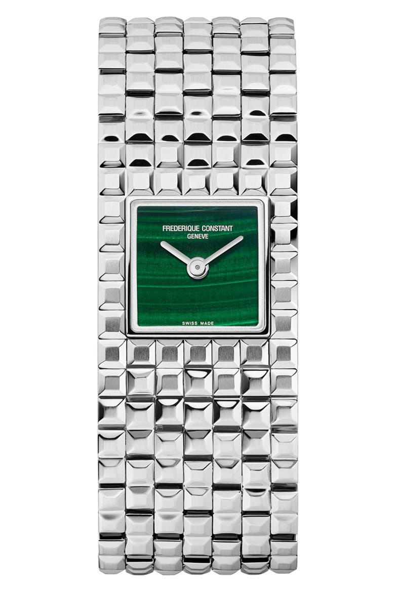 Classics Manchette Malachite Bracelet Watch, 20mm x 25.7mm, Main, color, SILVER-TONE