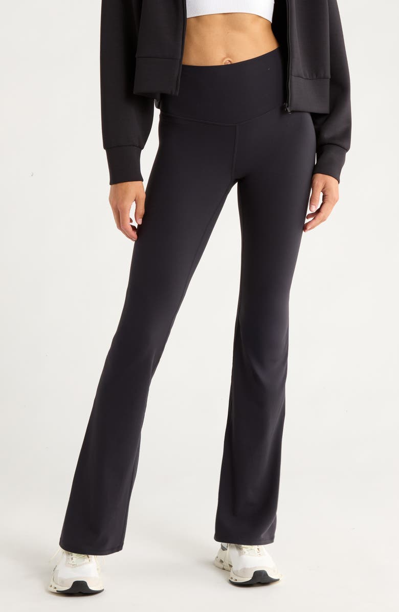 Zella Studio Luxe Bootcut Leggings, Main, color, Black