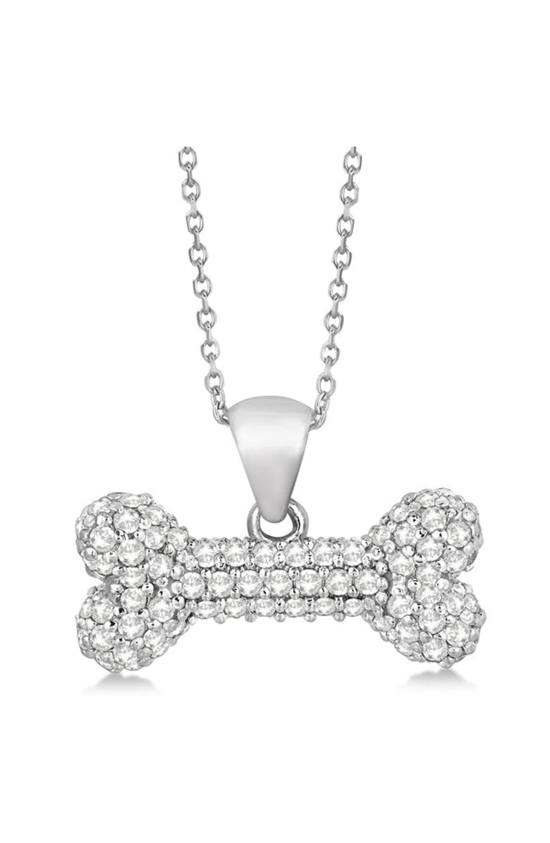 ALLUREZ Pave Diamond Dog Bone Pendant Necklace 14K, Main, color, Diamond