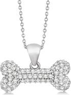ALLUREZ Natural Diamond Dog Bone Pendant Necklace 14K