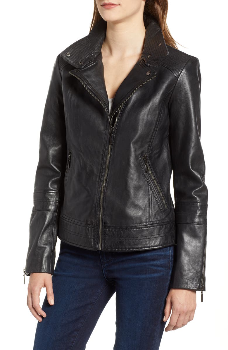 Bernardo Leather Moto Jacket, Alternate, color,