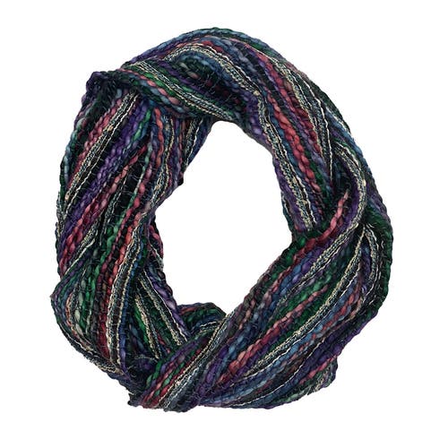 Feelgoodz Artisan Woven Luna Infinity 100% Recycled Acrylic Multi Colored Winter Scarf In Blue