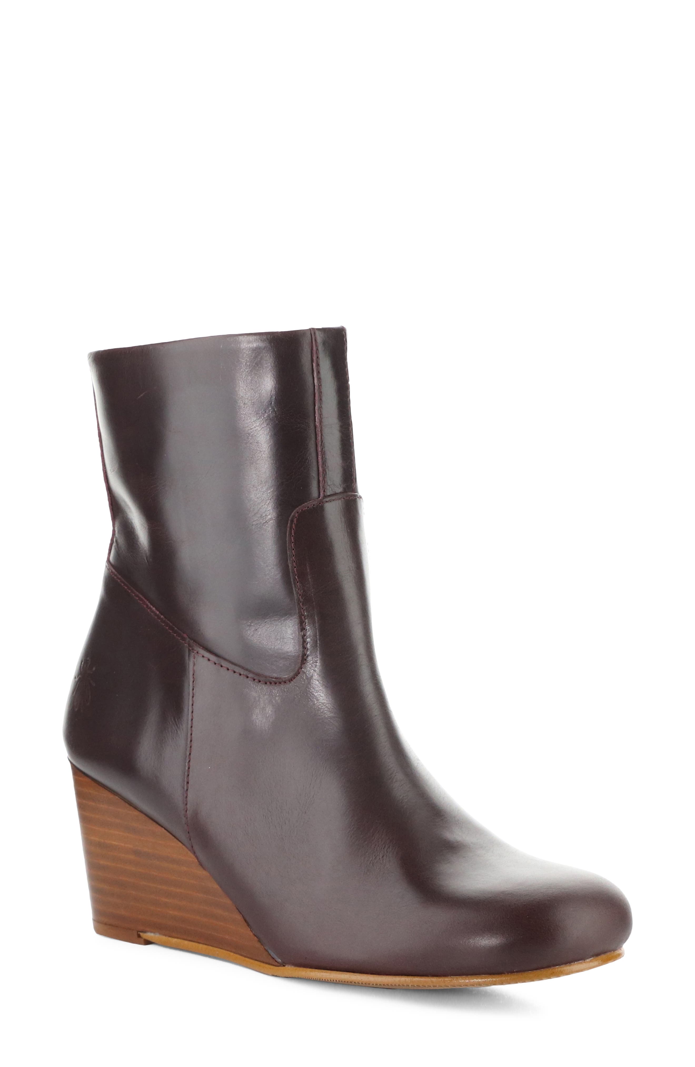 Tael Leather Wedge Bootie, Main, color, WINE