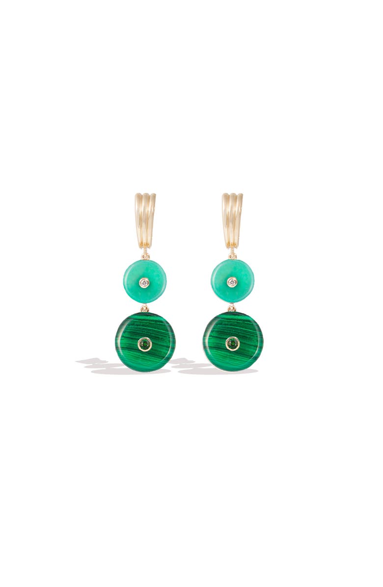 Campbell + Charlotte Evolve Stone Inlay Chandelier Earring, Alternate, color, Green- Gold