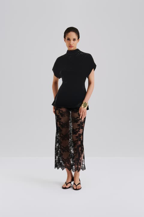 Otilia Draped Half Polo Velvet Top