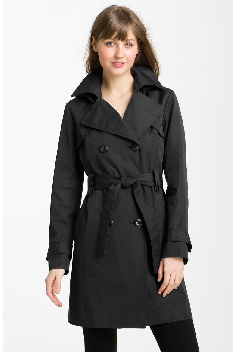 Double Breasted Trench with Detachable Hood (Nordstrom Exclusive), Main, color, BLACK