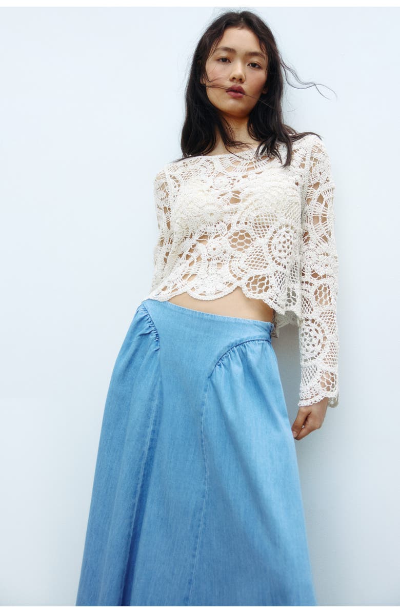 H&M Crochet-look Top, Alternate, color, Cream